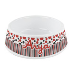 Red & Black Dots & Stripes Plastic Dog Bowl - Small (Personalized)