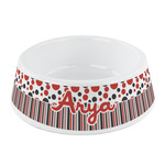 Red & Black Dots & Stripes Plastic Dog Bowl - Small (Personalized)
