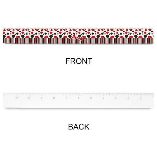 Red & Black Dots & Stripes Plastic Ruler - 12" - APPROVAL