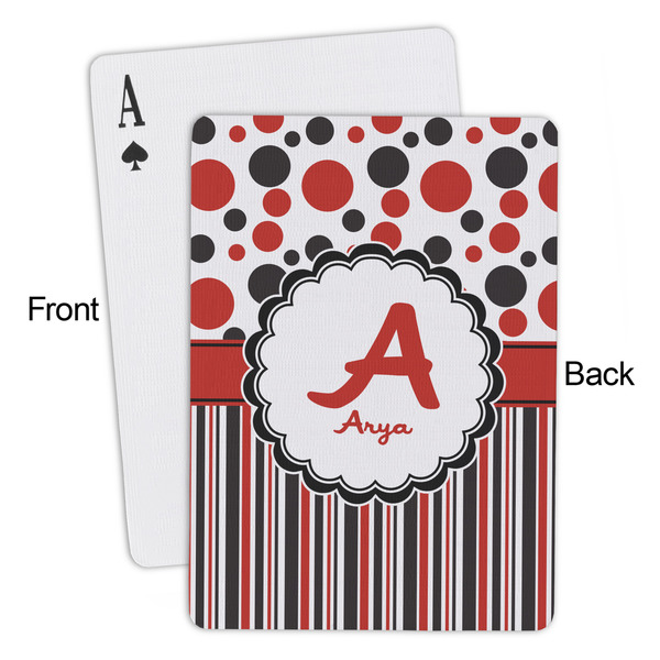 Red & Black Dots & Stripes Playing Cards - Approval