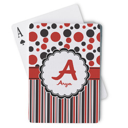 Red & Black Dots & Stripes Playing Cards (Personalized)