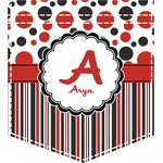 Red & Black Dots & Stripes Iron On Faux Pocket (Personalized)