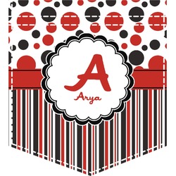 Red & Black Dots & Stripes Iron On Faux Pocket (Personalized)
