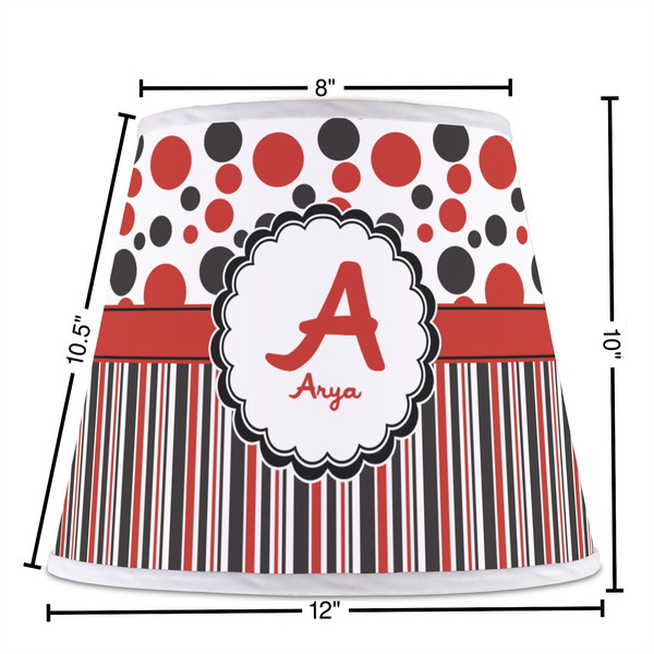 Red & Black Dots & Stripes Poly Film Empire Lampshade - Dimensions