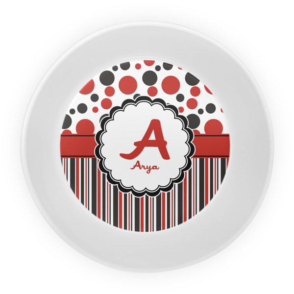 Red & Black Dots & Stripes Melamine Bowl - Center