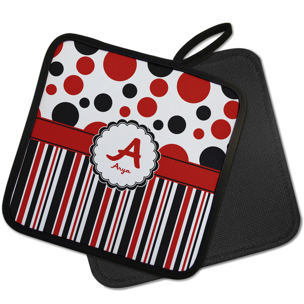 Red & Black Dots & Stripes Pot Holders - PARENT MAIN