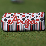 Red & Black Dots & Stripes Blade Putter Cover (Personalized)