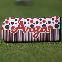 Red & Black Dots & Stripes Blade Putter Cover (Personalized)