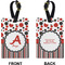 Red & Black Dots & Stripes Rectangle Luggage Tag (Front + Back)
