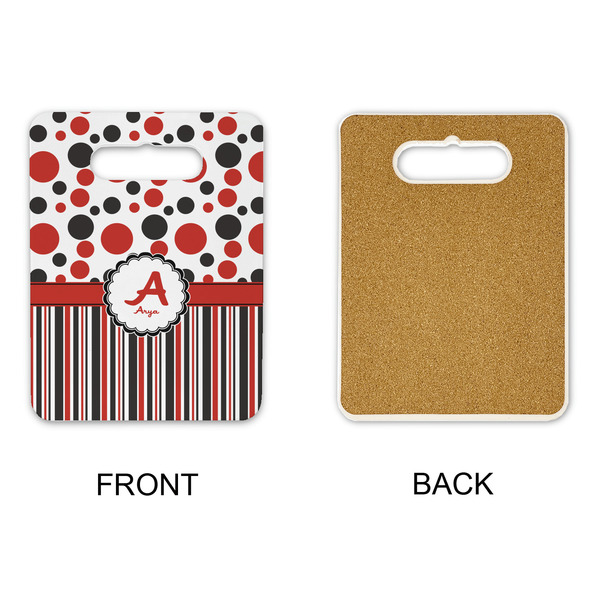 Red & Black Dots & Stripes Rectangle Trivet with Handle - APPROVAL