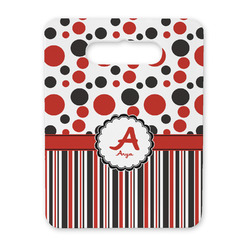 Red & Black Dots & Stripes Rectangular Trivet with Handle (Personalized)