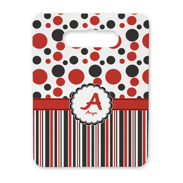 Custom Red & Black Dots & Stripes Rectangular Trivet with Handle (Personalized)