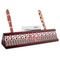Red & Black Dots & Stripes Red Mahogany Nameplates with Business Card Holder - Angle