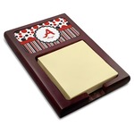 Red & Black Dots & Stripes Red Mahogany Sticky Note Holder (Personalized)