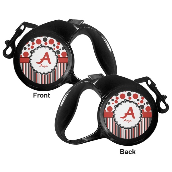 Red & Black Dots & Stripes Retractable Dog Leash - Medium Large - Apvl