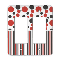 Red & Black Dots & Stripes Rocker Style Light Switch Cover - Two Switch