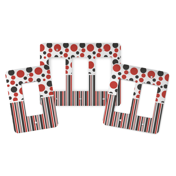 Red & Black Dots & Stripes Rocker Light Switch Covers - Parent - ALL VARIATIONS