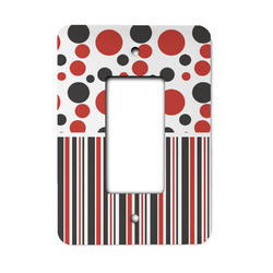 Red & Black Dots & Stripes Rocker Style Light Switch Cover (Personalized)
