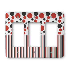 Red & Black Dots & Stripes Rocker Style Light Switch Cover - Three Switch