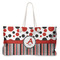 Red & Black Dots & Stripes Large Tote Bag with Rope Handles (Personalized)