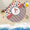 Red & Black Dots & Stripes Round Beach Towel Lifestyle