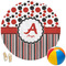 Red & Black Dots & Stripes Round Beach Towel (Personalized)