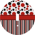 Red & Black Dots & Stripes Round Light Switch Cover