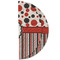 Red & Black Dots & Stripes Round Linen Placemats - HALF FOLDED (double sided)