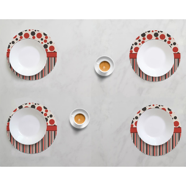 Red & Black Dots & Stripes Round Linen Placemats - LIFESTYLE (set of 4)