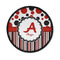 Red & Black Dots & Stripes Iron On Round Patch w/ Name and Initial