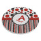 Red & Black Dots & Stripes Round Stone Trivet - Angle View