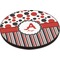 Red & Black Dots & Stripes Round Table Top (Angle Shot)