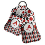 Red & Black Dots & Stripes Hand Sanitizer & Keychain Holder (Personalized)
