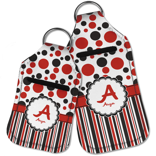 Red & Black Dots & Stripes Sanitizer Holder Keychain - Parent Main
