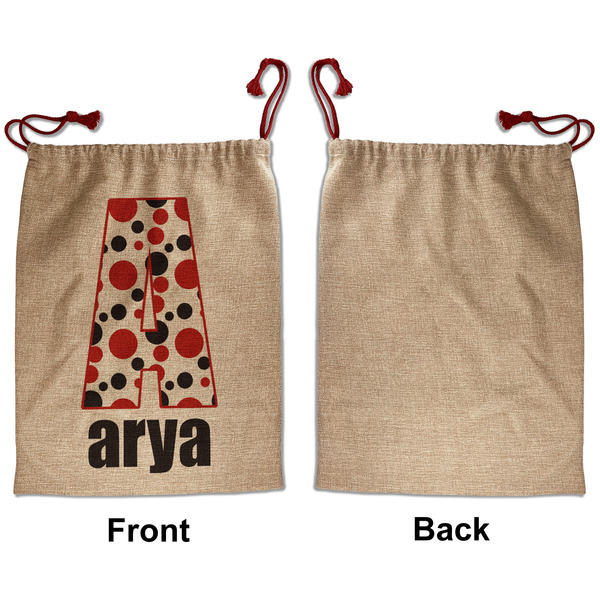 Red & Black Dots & Stripes Santa Bag - Approval - Front
