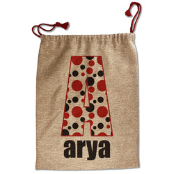 Red & Black Dots & Stripes Santa Sack - Front (Personalized)