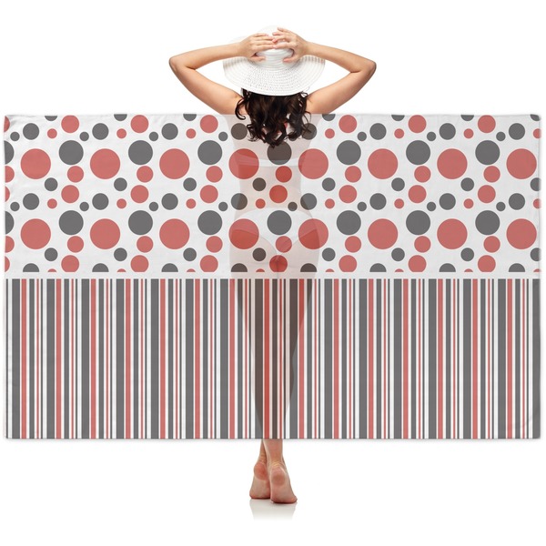Custom Red & Black Dots & Stripes Sheer Sarong