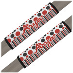 Red & Black Dots & Stripes Seat Belt Covers (Set of 2) (Personalized)