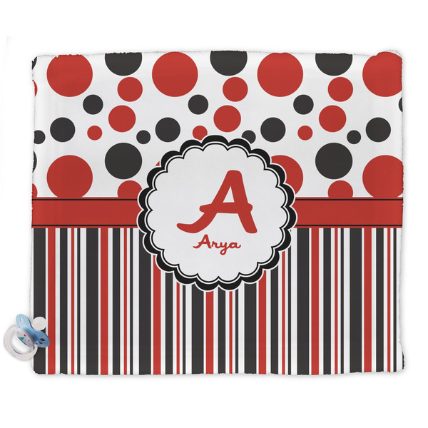 Custom Red & Black Dots & Stripes Security Blanket - Single Sided (Personalized)