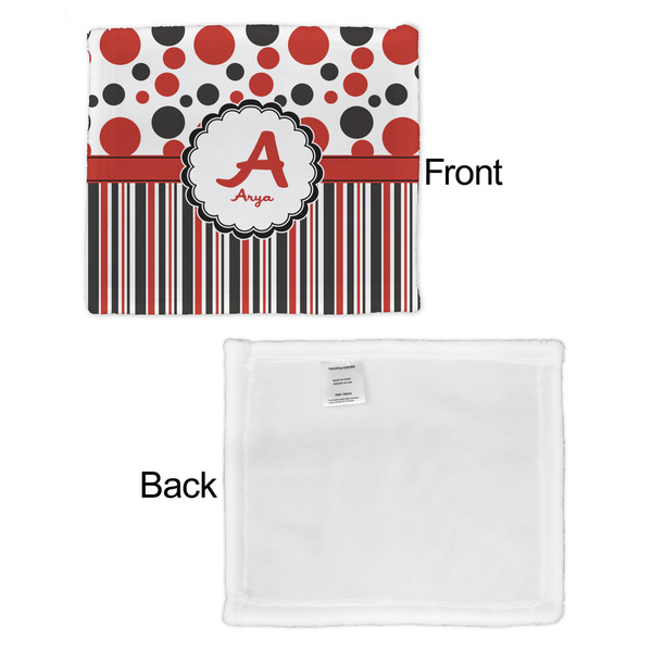 Red & Black Dots & Stripes Security Blanket - Front & White Back View