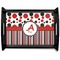 Red & Black Dots & Stripes Black Wooden Tray - Large (Personalized)