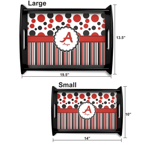Red & Black Dots & Stripes Serving Tray Black Sizes