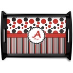 Red & Black Dots & Stripes Wooden Tray (Personalized)