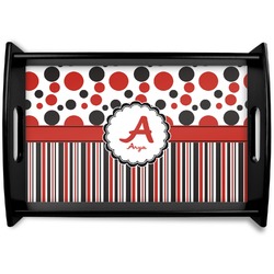 Red & Black Dots & Stripes Wooden Trays (Personalized)