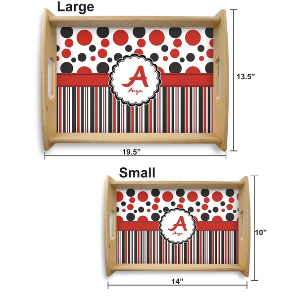 Red & Black Dots & Stripes Serving Tray Wood Sizes