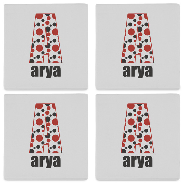 Red & Black Dots & Stripes Set of 4 Sandstone Coasters - See All 4 View