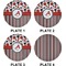 Red & Black Dots & Stripes Set of Lunch / Dinner Plates (Approval)