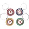 Red & Black Dots & Stripes Wine Charms (Set of 4) (Personalized)
