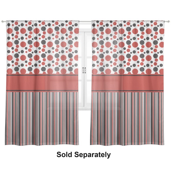 Red & Black Dots & Stripes Sheer Curtains
