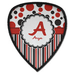 Red & Black Dots & Stripes Iron on Shield Patch A w/ Name and Initial